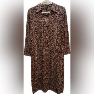 Talbots Leopard Print Shirt Dress, Size L